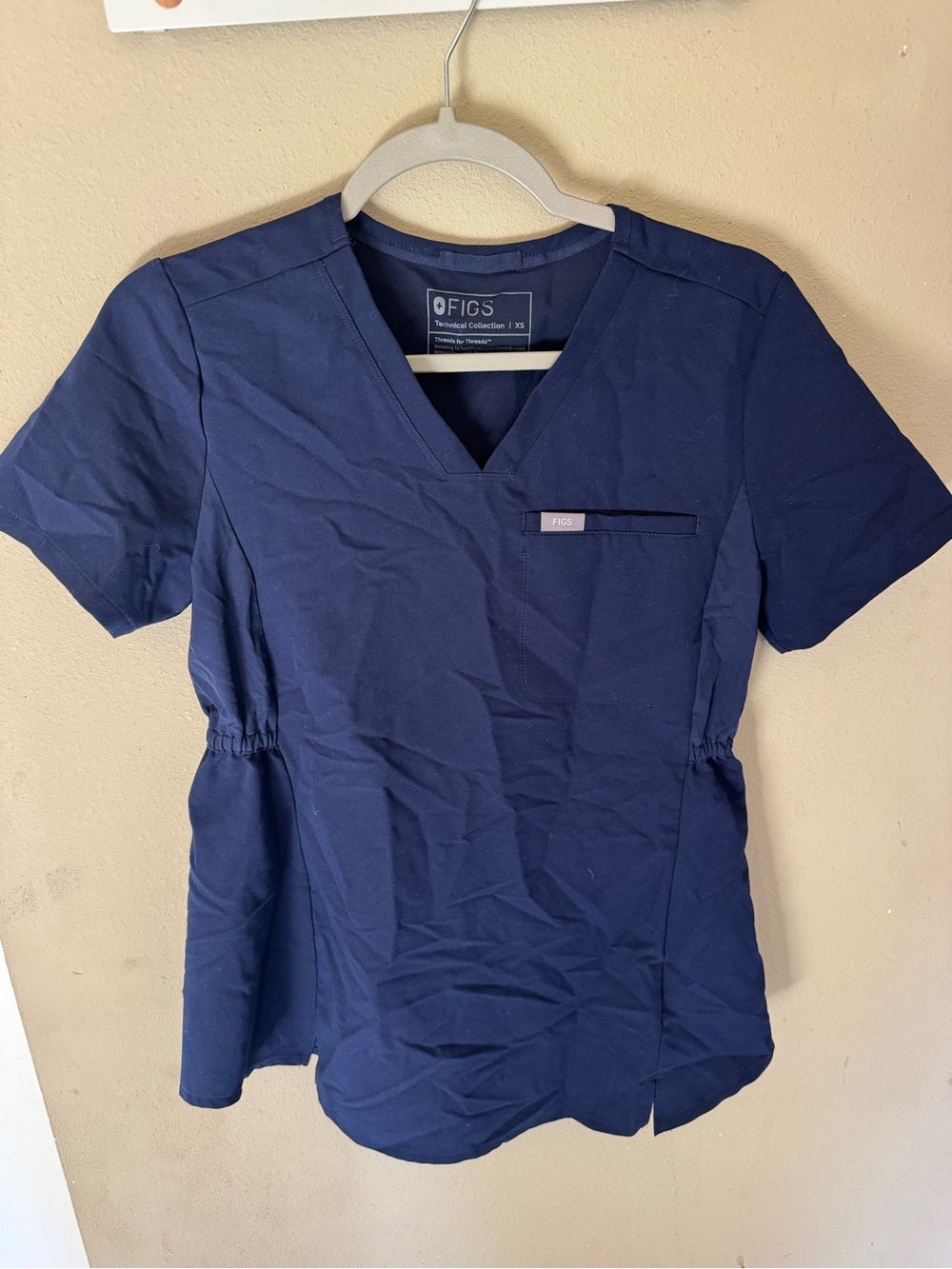 Figs Navy Short-Sleeve V-Neck Scrub Top